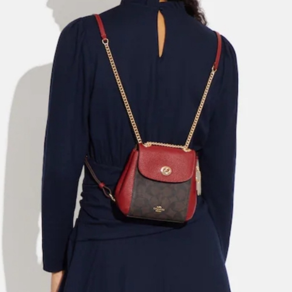 Coach Convertible Mini Backpack In Signature Canvas - Picture 2 of 8